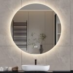 Dans les nuages ? miroir lumineux de salle de bain rond 80 cm ? �clairage led r�glable en 3 couleurs ...