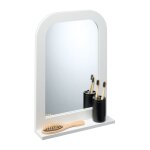 Miroir de salle de bain avec tablette, hxlxp : 54 x 38 x 8, 5 cm, rectangulaire, chambre, couloir, blanc ...