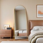 Miroir de sol pleine longueur, 162x53 cm, grand miroir bomb� oval dor�, verre tremp� haute d�finition ...