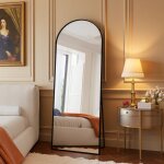 Miroir de sol pleine longueur, 165x60 cm, cadre en aluminium noir, support m�tallique, miroir mural bomb� ...