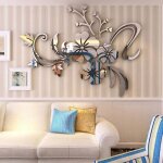 Miroir stickers muraux autocollant mural motif papillon fleur de vigne pour enfants chambre salon decoration ...