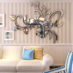 Shining house - miroir stickers muraux autocollant mural motif papillon fleur de vigne pour enfants chambre ...