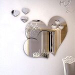 Miroir stickers muraux, cristal 3d double amour coeur acrylique diy art stickers muraux maison salon ...