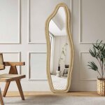 Miroir sur pied - 160x50cm - design irr�gulier - cadre velours - miroir psych� pleine longueur incassable ...