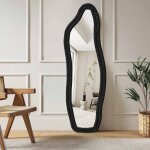 Miroir sur pied - 160x50cm - design irr�gulier - cadre velours - miroir psych� pleine longueur incassable ...