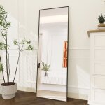 Miroir sur pied 177x77 cm - miroir sur pied pleine longueur rectangle, cadre robuste avec aluminium - ...