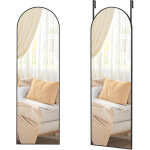 Miroir suspendu arqu�, 120 x 40 cm, cadre en alliage d'aluminium, verre tremp�, noir