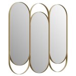 Miroir triptyque art d�co en m�tal - l. 76 x h. 69. 5 cm - dor� - jichimi