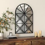 Relax4life - miroir verrire industriel noir, miroir verrire arche avec cadre en mtal, miroir mural ...