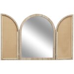 Miroir  volet effet bois et faades en rotin - maya