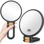 Miroir de voyage grossissant x20, miroir de maquillage double face avec poign�es pliables, miroir de ...