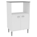 Miroytengo - meuble d'appoint de cuisine pour micro - ondes, blanc, avec couvercle gris, 58 x 95 cm