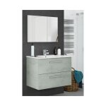 Miroytengo - meuble de salle de bain suspendu 80 cm bton avec miroir - siracusa - avec colonne miroir ...