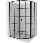 Mexen - mist cabine de douche pentagonale asym�trique battante droite 80 x 100 cm, grille noire, noir ...