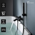 Mitigeur de baignoire et douche anti - calcaire thermostatique noir mat imex line btd038 - 4ng