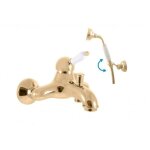 Mitigeur baignoire mural labe en laiton dor� avec douchette