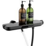 Mitigeur de baignoire mural noir avec �tag�re int�gr�e, robinet de douche avec bec orientable pour colonne ...