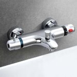Mitigeur baignoire thermostatique en laiton, robinet de douche thermostatique avec bouton de s�curit� ...