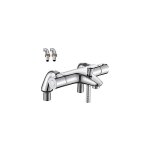 Mitigeur de baignoire mitigeur thermostatique baignoire, robinet thermostatique bain douche avec bouton ...