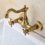 Mitigeur de cuisine antique inspir�e robinet de cuisine - fixation murale, vieux laiton