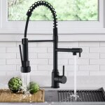 Mitigeur de cuisine noir avec douchette flexible et robinet cuisine pivotante 360�r�tractable avec pulv�risate ...