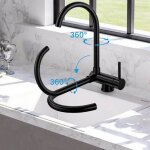 Onyzpily ? mitigeur de cuisine rabattable noir pivotant 360� ? acier inox 304 ? hauteur pliage 65mm ? ...