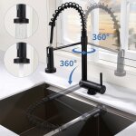 Mitigeur de cuisine rabattable noir ? robinet d?�vier pliable 360� en acier inox avec bec rotatif et ...