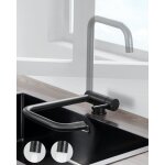 Mitigeur cuisine rabattable noir, robinet cuisine pliable avec 2 jets � choix avec bec orientable 360�, ...