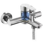Mitigeur de douche et baignoire mural - monocommande, 2 sorties d'eau - robinet de baignoire, argent
