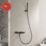 Poalgi - mitigeur de douche thermostatique avec douchette sky bath noir mat inox s304 srie supreme