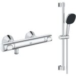 Mitigeur douche thermostatique grohe grohe precision flow + ensemble de douche 2 jets avec barre