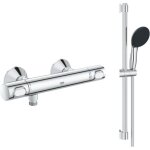 Mitigeur douche thermostatique grohe grohe precision flow + ensemble de douche 2 jets avec barre chrom� ...