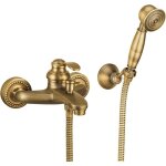 Mitigeur douche vintage mural robinet de baignoire avec douchette, mitigeur bain douche laiton poigne ...