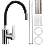 Mitigeur vier avec bec flexible, robinet cuisine noir, cuisine mitigeur flexible rotative  360, robinet ...
