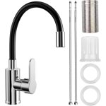 Mitigeur vier avec bec flexible, robinet cuisine noir, cuisine mitigeur flexible rotative  360, robinet ...
