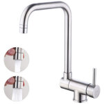 Mitigeur d'�vier bec rabattable 360� rotatif en acier nickel bross� robinet cuisine repliable pour evier ...