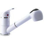 Mitigeur d'�vier blanc brillant avec douchette extractible