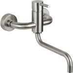 Mitigeur d'évier de cuisine mural en inox avec bec orientable pollini ap2071 acier inoxydable Mitigeur d'évier de cuisine mural en inox avec bec orientable pollini ap2071 acier inoxydable