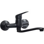 Mitigeur d'vier mural noir mat avec bec de 25 cm deante boro bmon50m noir mat