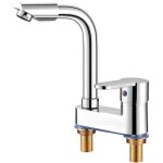 Mitigeur de lavabo 2 trous eau chaude et froide mitigeur 2 en 1 avec boyau