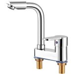 Mitigeur de lavabo 2 trous eau chaude et froide mitigeur 2 en 1 avec boyau