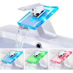 Mitigeur lavabo cascade led robinet �vier cuisine salle de bains �clairage verre design moderne