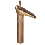 Mitigeur lavabo cascade pour salle de bains, r�glage eau chaude / froide, en laiton chrom�. design moderne ...