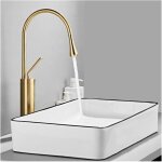Mitigeur lavabo col de cygne robinet lavabo salle de bain rotation 360� robinet monotrou laiton dor� ...