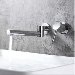 Mitigeur de lavabo encastr� avec bec pivotant � 180�, robinet de salle de bain mural, robinet de baignoire ...