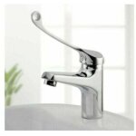 Mitigeur lavabo avec poign�e m�dicale, robinet de salle de bains chrom�, robinet de jardin en massif ...