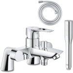 Mitigeur m�canique grohe start loop avec colonnettes + douchette 1 jet vitalio get stick + flexible 1750 ...