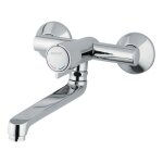 Mitigeur mural lavabo / évier série minimal avec commande par bouton poussoir et bec orientable 140 mm ... Mitigeur mural lavabo / évier série minimal avec commande par bouton poussoir et bec orientable 140 mm ...