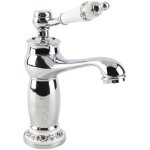 Mitigeur r�tro de lavabo en laiton - robinet vintage � long cou bleu et blanc en porcelaine - pour �vier, ...