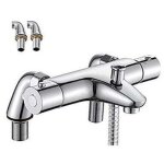 Mitigeur thermostatique baignoire - robinet thermostatique bain douche avec bouton de s�curis� � 38�c ...